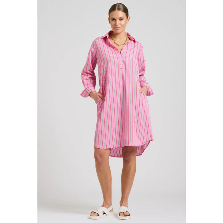 The Popover Shirt Dress | Pink Combo - Dress