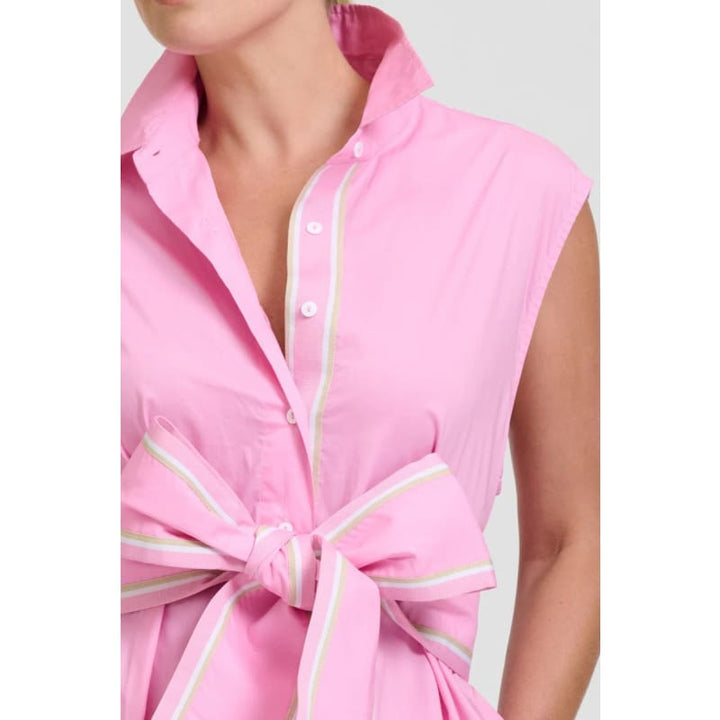 The Sabine Sleeveless Longline Shirtdress | Pink - Dress