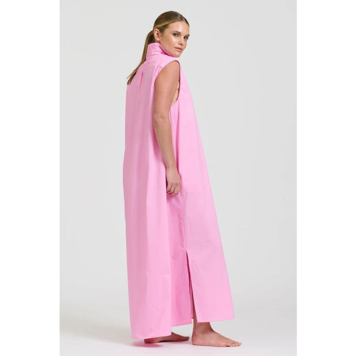 The Sabine Sleeveless Longline Shirtdress | Pink - Dress