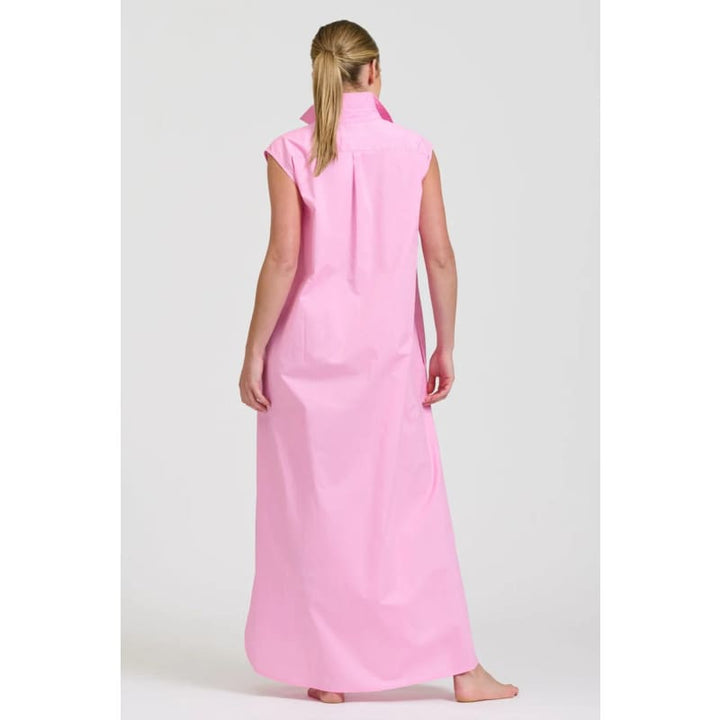 The Sabine Sleeveless Longline Shirtdress | Pink - Dress