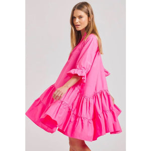 The Sindy Oversized Cotton Dress | Hot Pink