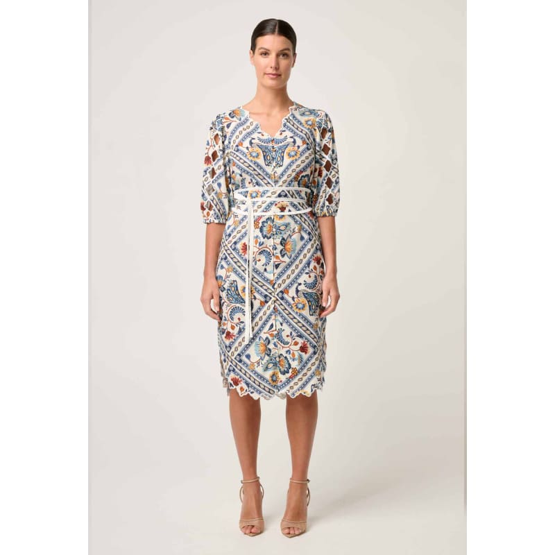 Theia Viscose Scallop Embroidered Dress | Petinos Floros - Dress