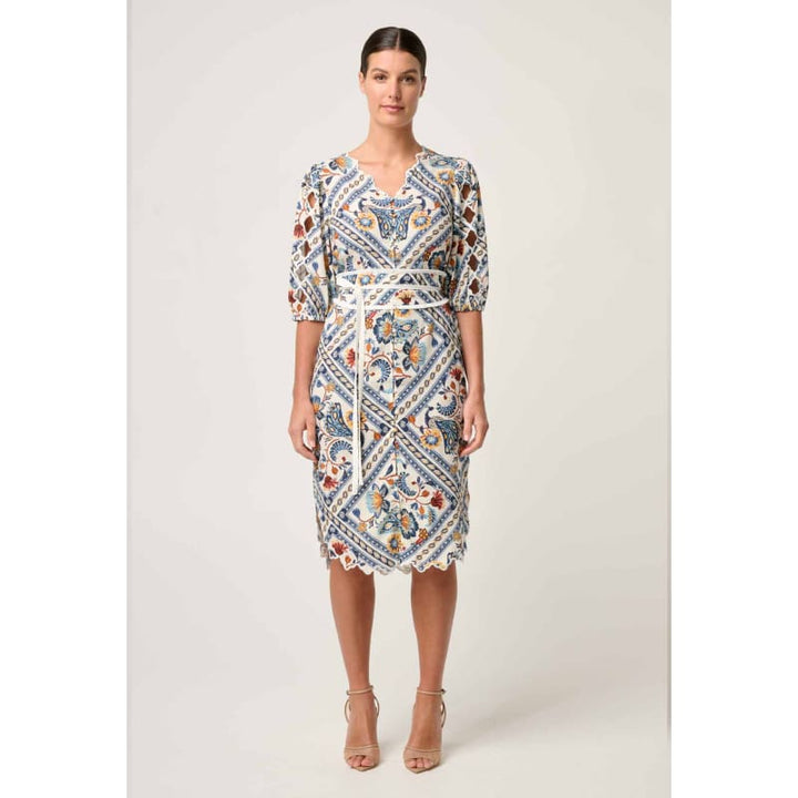 Theia Viscose Scallop Embroidered Dress | Petinos Floros - Dress