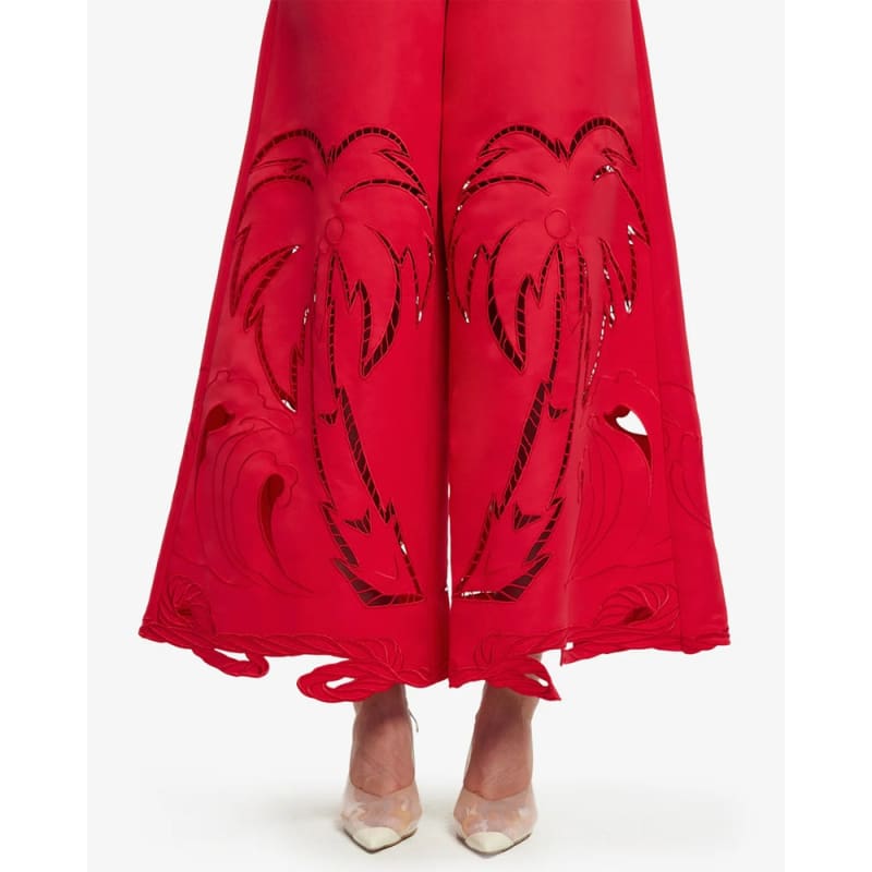 Theodora Palm Pants | Scarlet - Bottoms