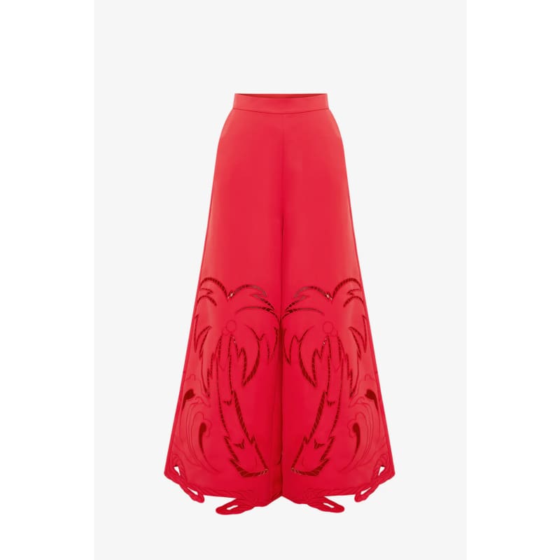 Theodora Palm Pants | Scarlet - Bottoms