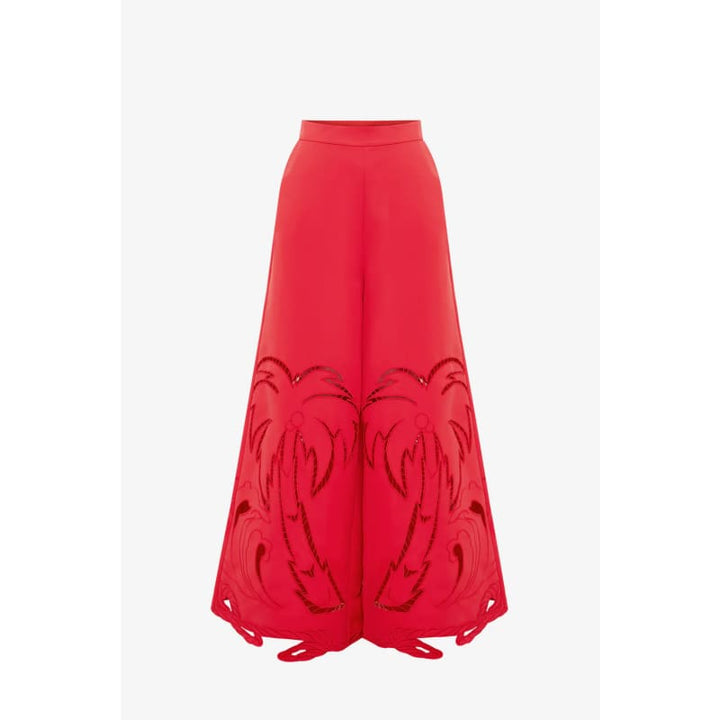 Theodora Palm Pants | Scarlet - Bottoms
