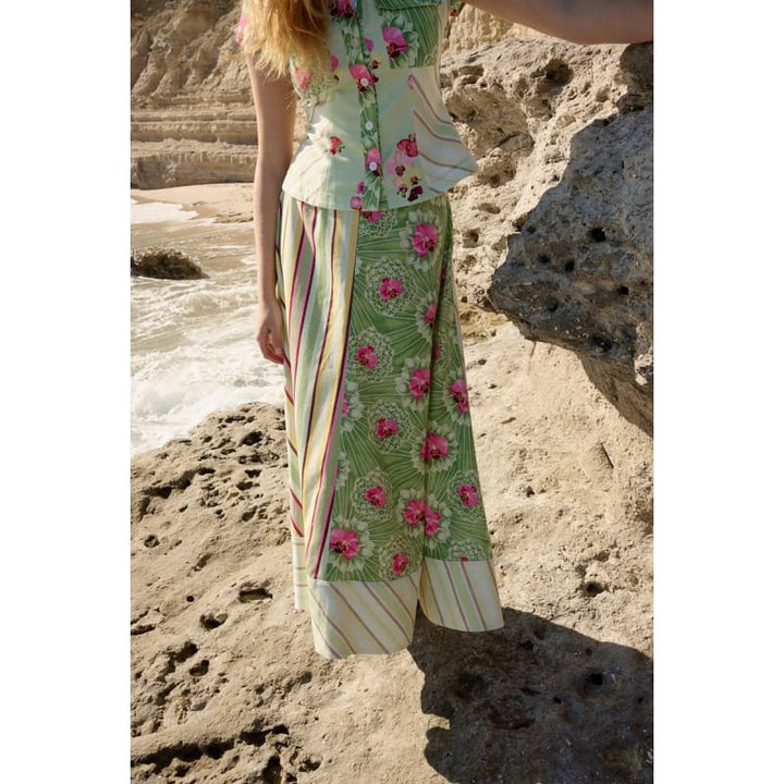 Tilla Denim Maxi Skirt | Meadow Multi - Bottoms