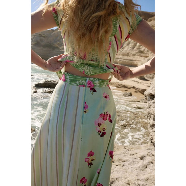 Tilla Denim Maxi Skirt | Meadow Multi - Bottoms