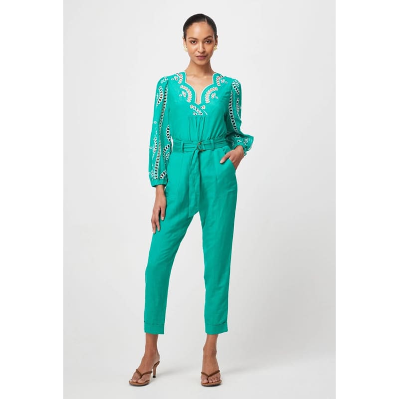 Transit Linen Viscose Pant | Bay Green - Bottoms