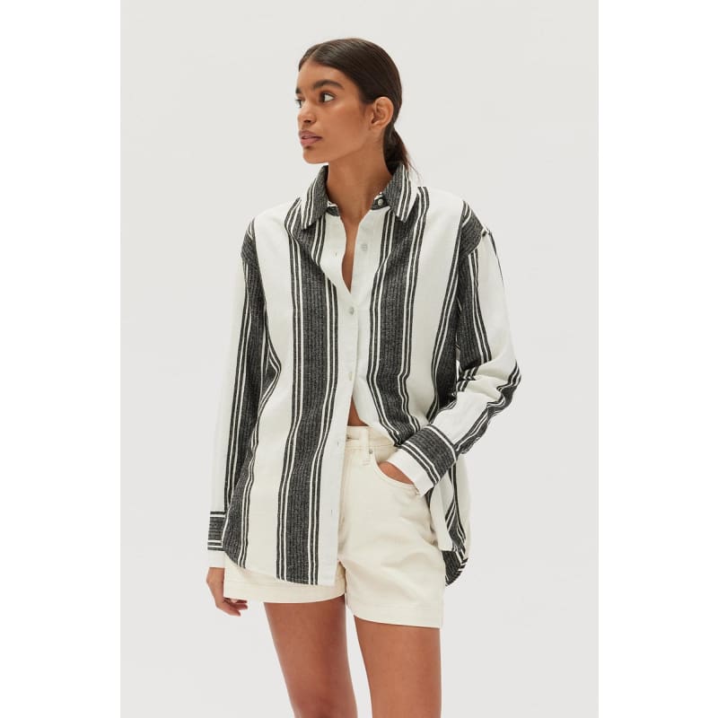 Tuscany Linen Stripe Long Sleeve Shirt - Tops