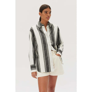 Tuscany Linen Stripe Long Sleeve Shirt - Tops