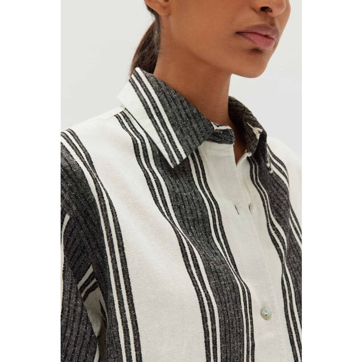 Tuscany Linen Stripe Long Sleeve Shirt - Tops