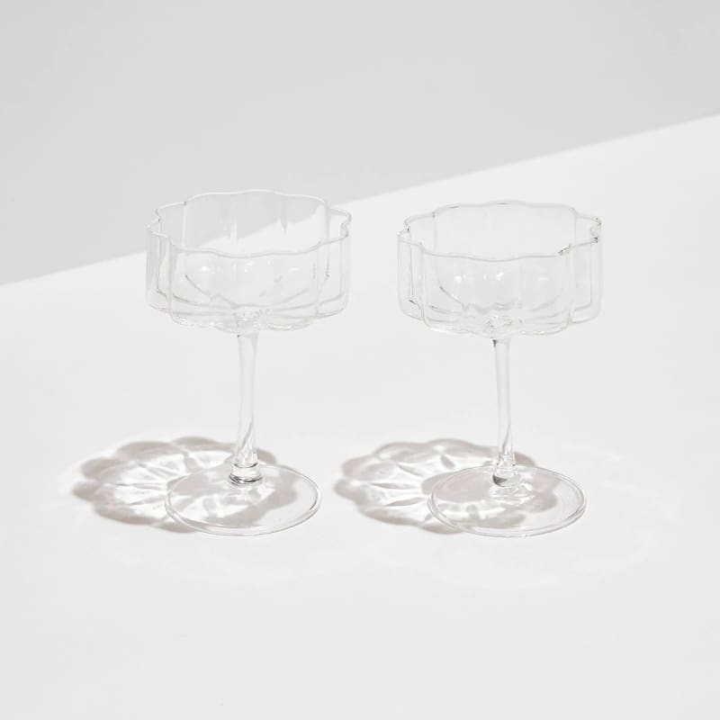 Two Wave Coupe Glasses Clear - Accessories