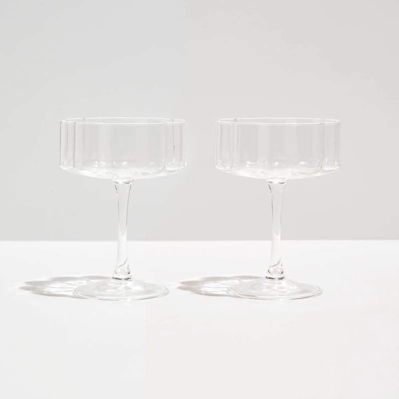 Two Wave Coupe Glasses Clear - Accessories