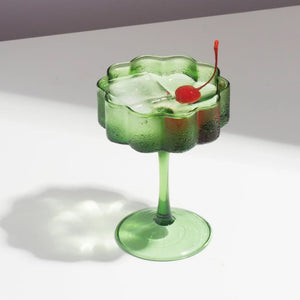 Two Wave Coupe Glasses Green - Accessories