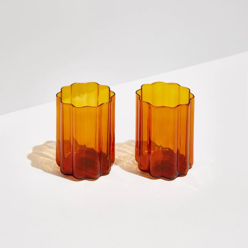 Two Wave Glasses Amber - Accessories