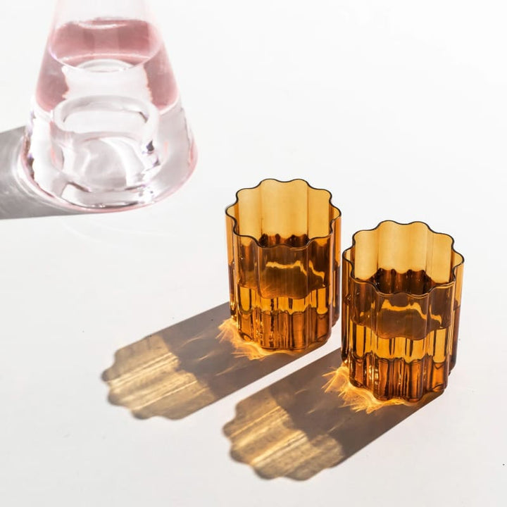Two Wave Glasses Amber - Accessories