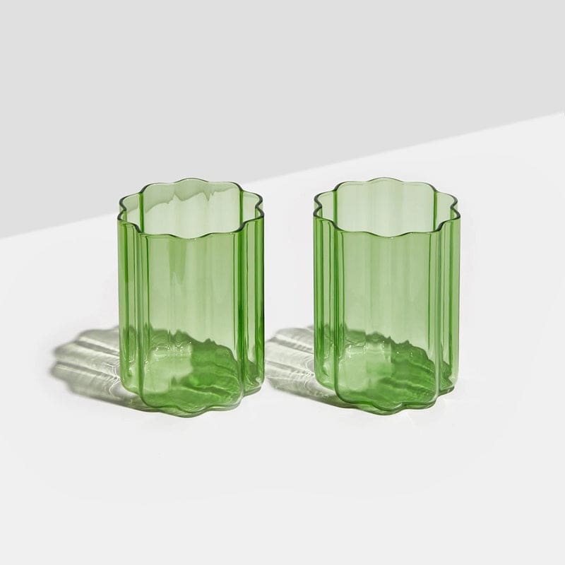 Two Wave Glass Set | Green - Accessories