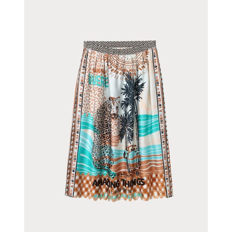 Vanessa Printed Midi Skirt | Safari - Bottoms