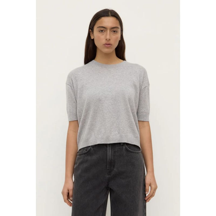 Vanya Cotton Cashmere Knit | Grey Marle - Tops