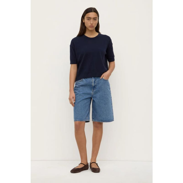 Vanya Cotton Cashmere Knit | True Navy - Tops