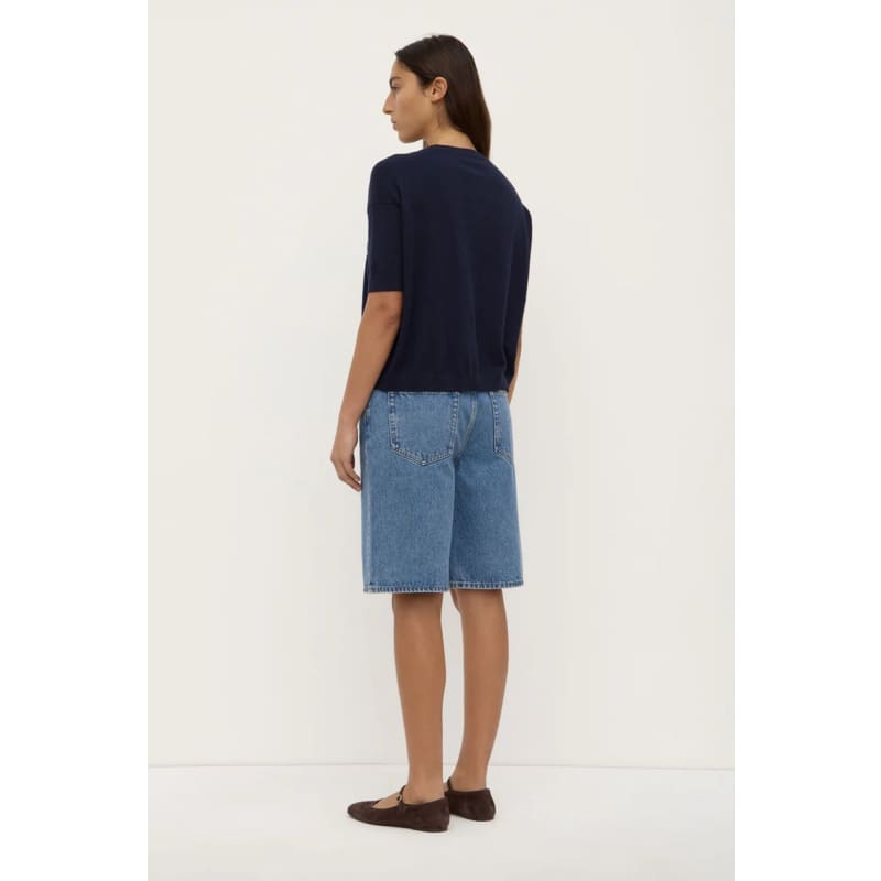 Vanya Cotton Cashmere Knit | True Navy - Tops