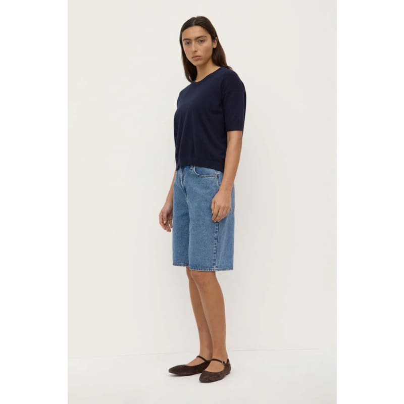 Vanya Cotton Cashmere Knit | True Navy - Tops