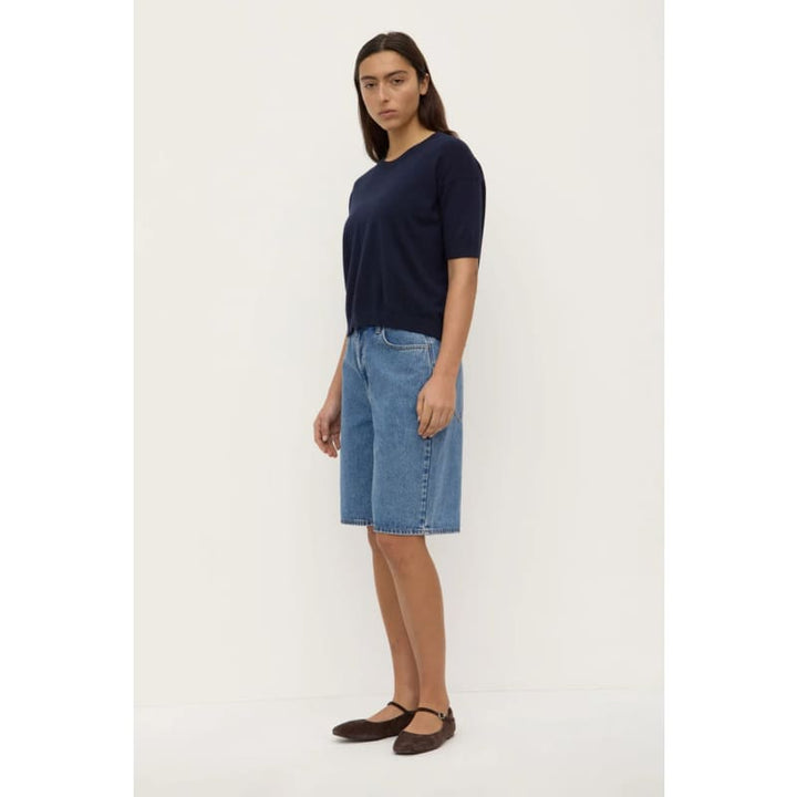 Vanya Cotton Cashmere Knit | True Navy - Tops