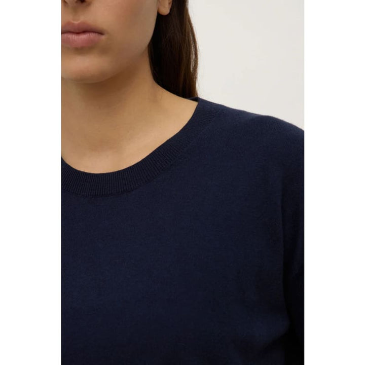 Vanya Cotton Cashmere Knit | True Navy - Tops