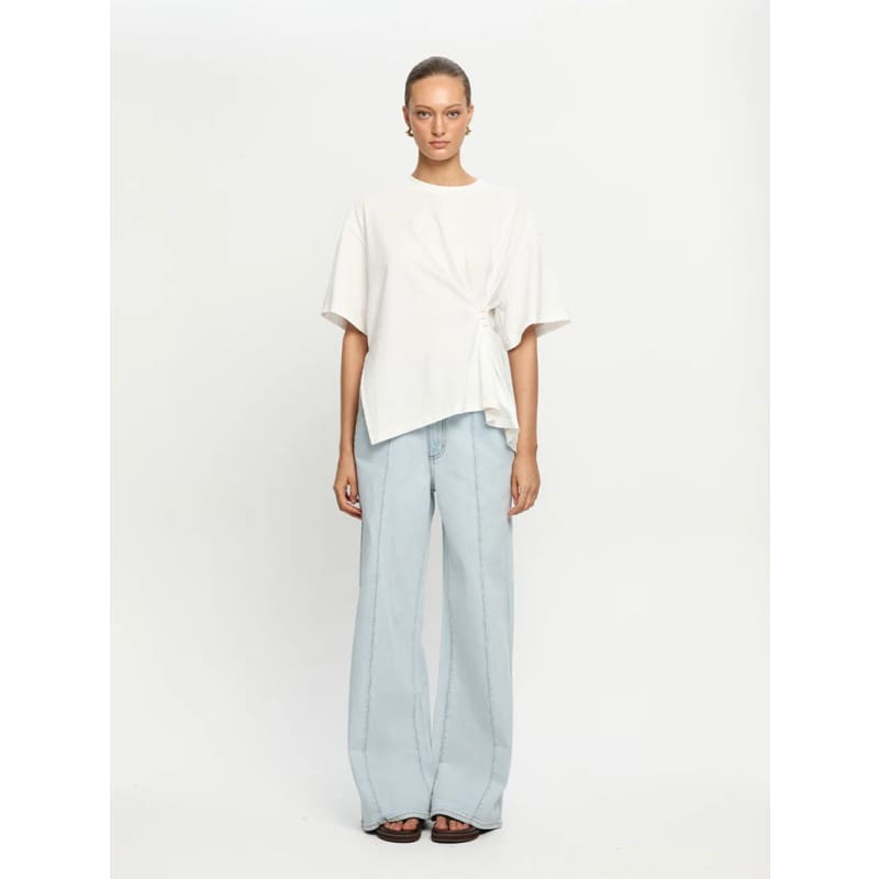 Vera Asymmetrical Tee | Ivory - Tops