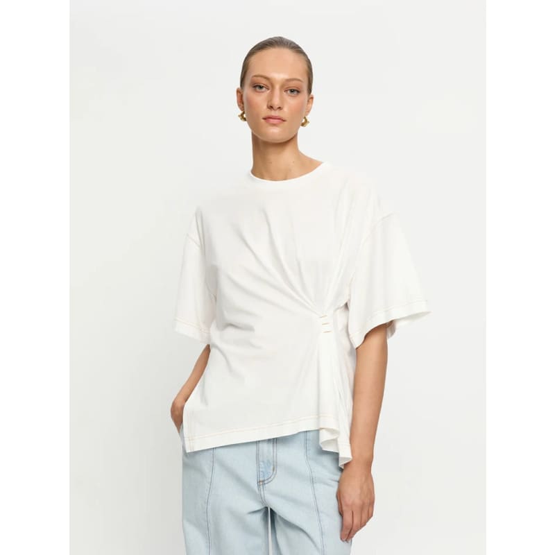 Vera Asymmetrical Tee | Ivory - Tops