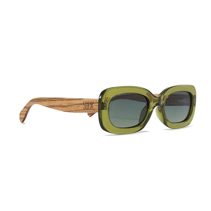 Vibe Moss Sunglasses | Khaki Frame Black Lens Walnut Arms - Accessories