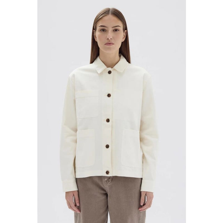 Womens Herringbone Chore Jacket | Ecru - Jackets