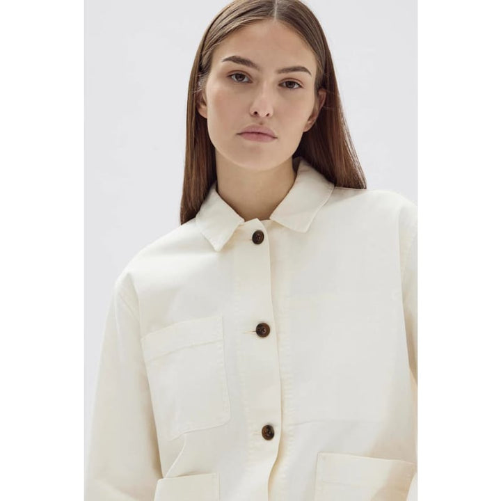 Womens Herringbone Chore Jacket | Ecru - Jackets