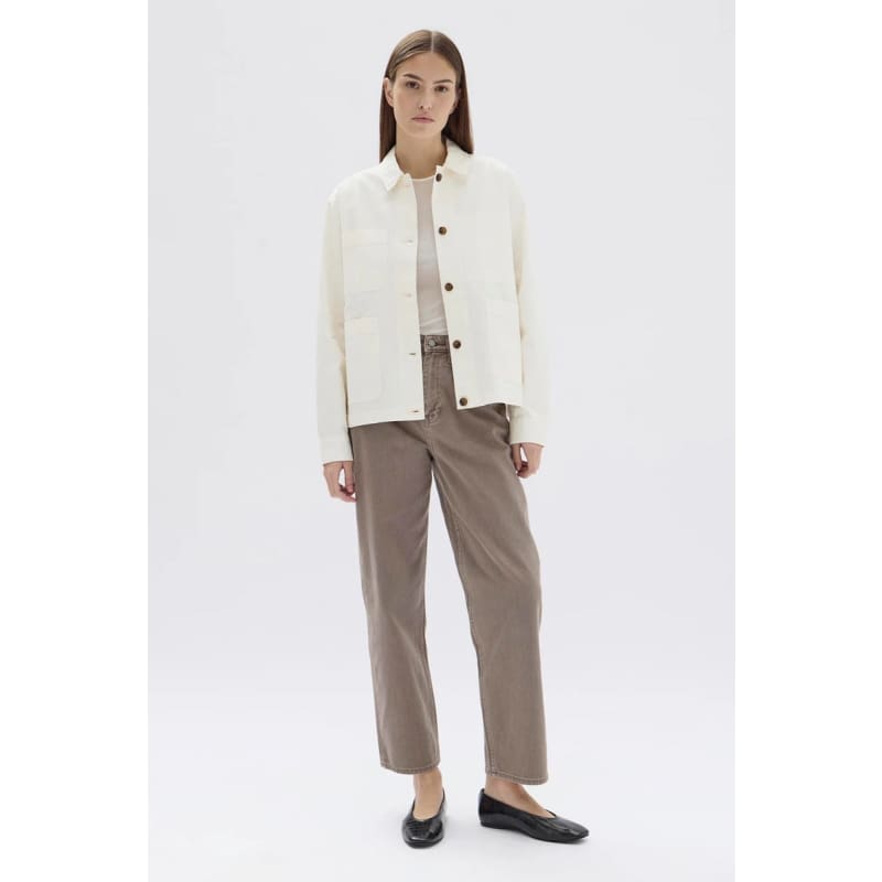 Womens Herringbone Chore Jacket | Ecru - Jackets