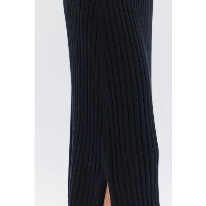 Wool Cashmere Rib Skirt | Black - Bottoms