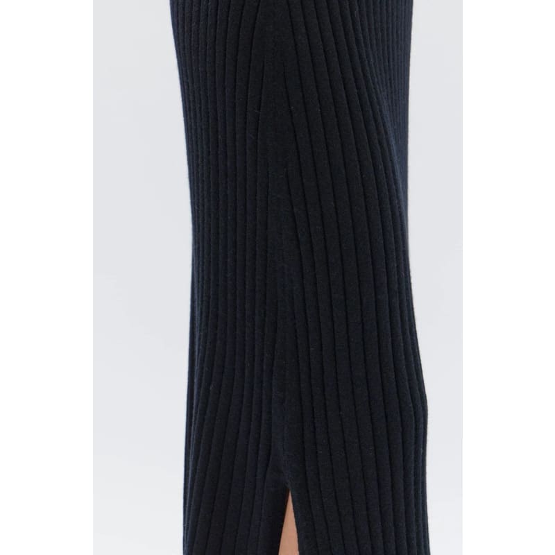 Wool Cashmere Rib Skirt | Black - Bottoms