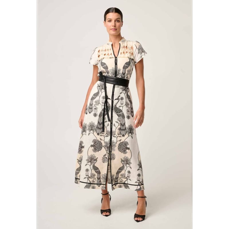 Xanthia Diamond Smock Yoke Linen Viscose Dress | Imperial Stones Dress