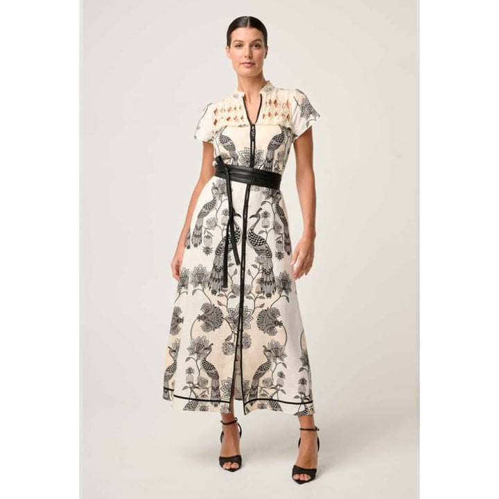 Xanthia Diamond Smock Yoke Linen Viscose Dress | Imperial Stones Dress