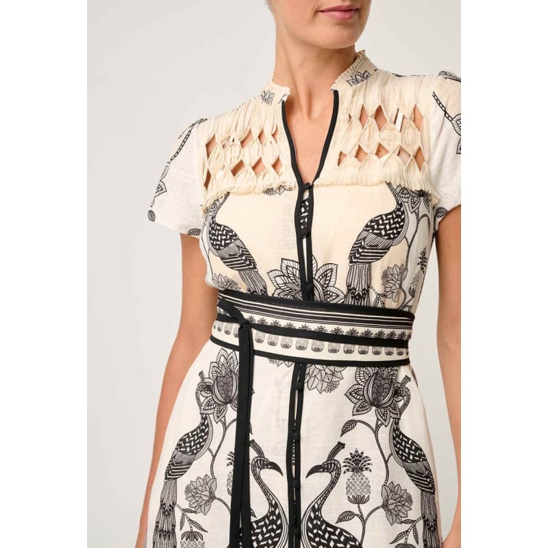 Xanthia Diamond Smock Yoke Linen Viscose Dress | Imperial Stones Dress