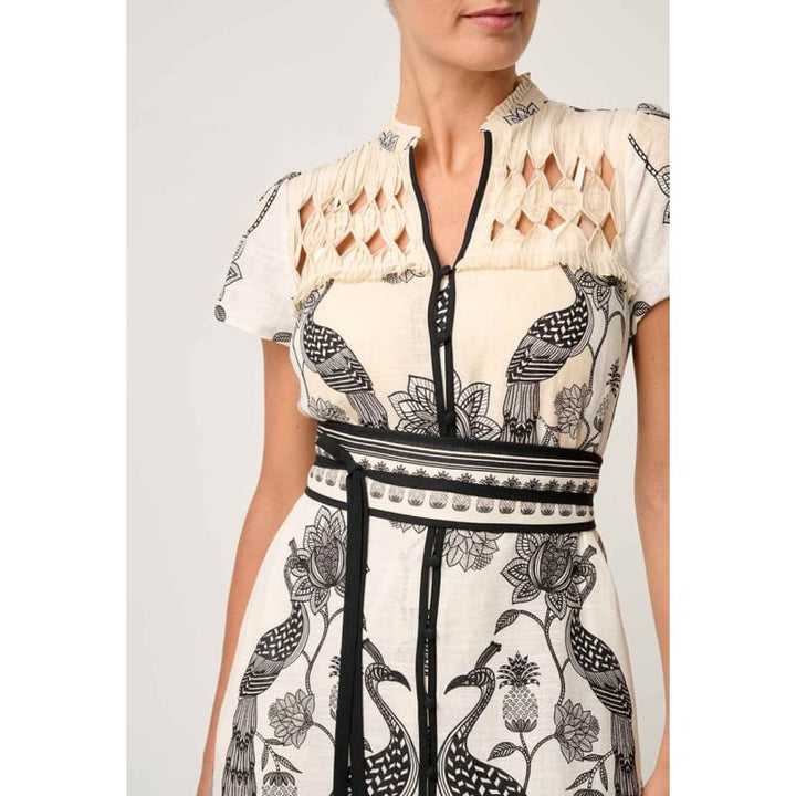 Xanthia Diamond Smock Yoke Linen Viscose Dress | Imperial Stones Dress
