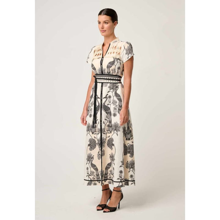 Xanthia Diamond Smock Yoke Linen Viscose Dress | Imperial Stones Dress