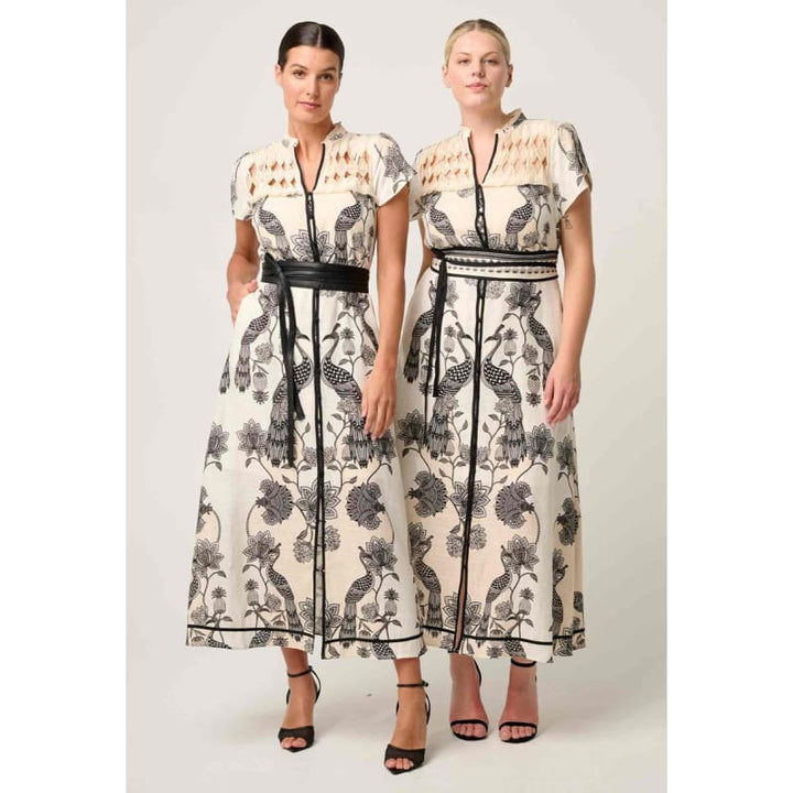 Xanthia Diamond Smock Yoke Linen Viscose Dress | Imperial Stones Dress