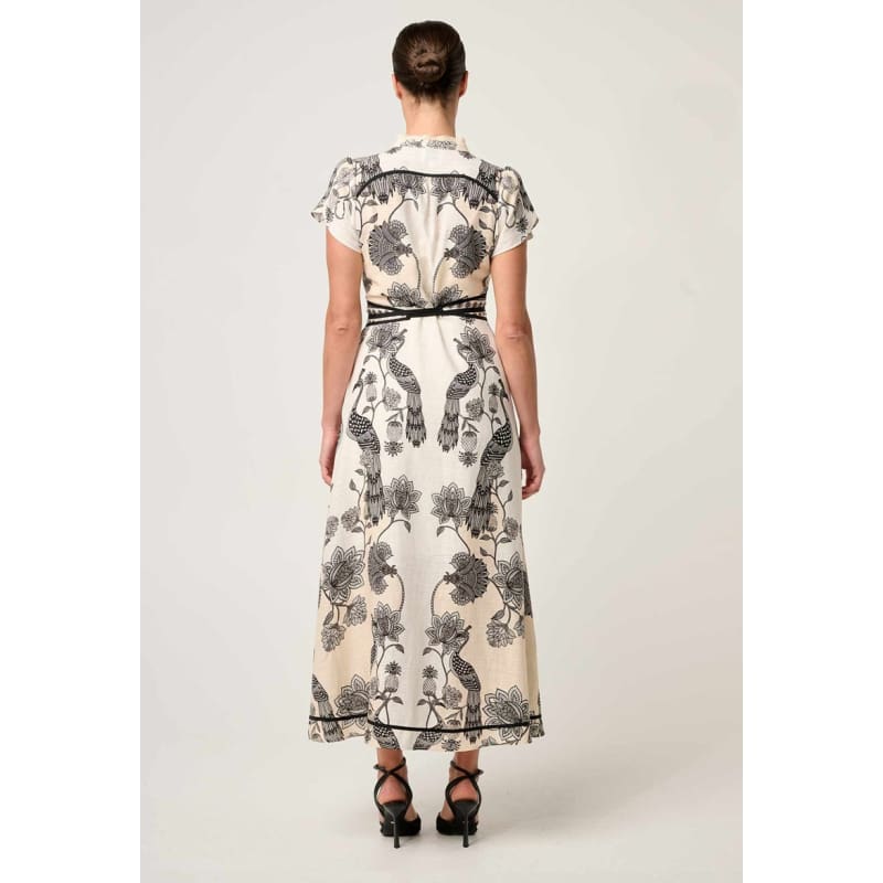 Xanthia Diamond Smock Yoke Linen Viscose Dress | Imperial Stones Dress