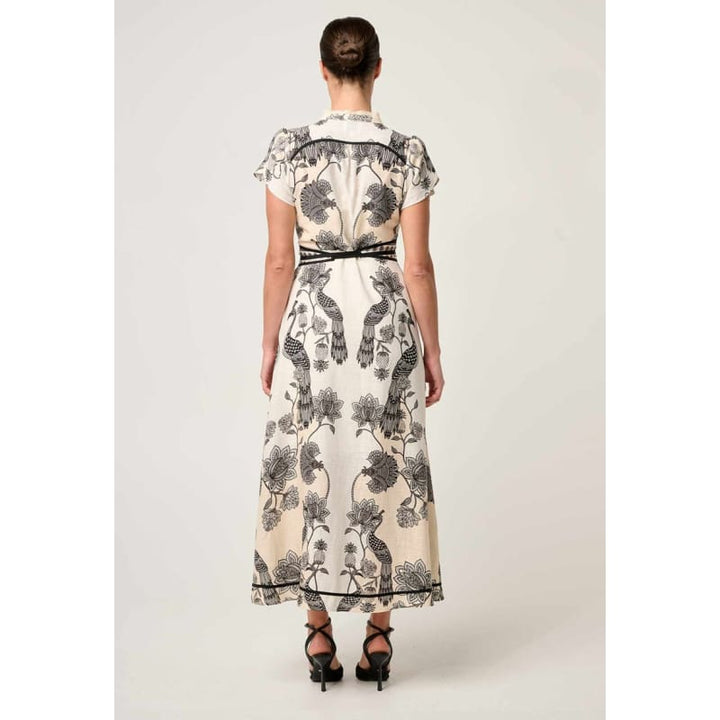 Xanthia Diamond Smock Yoke Linen Viscose Dress | Imperial Stones Dress