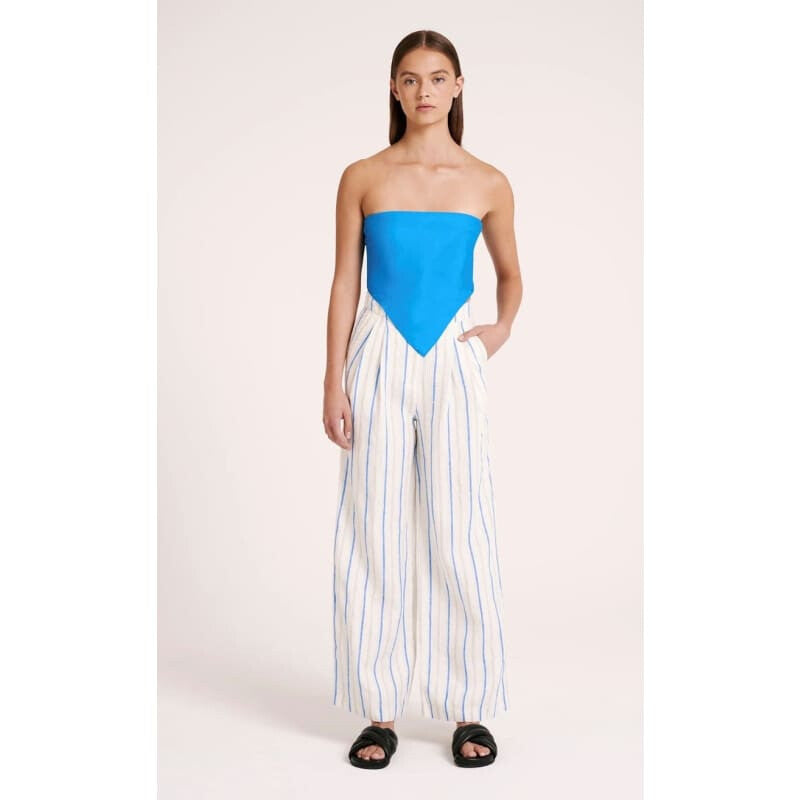 Yin Tailored Pant | Azure Stripe - Bottoms