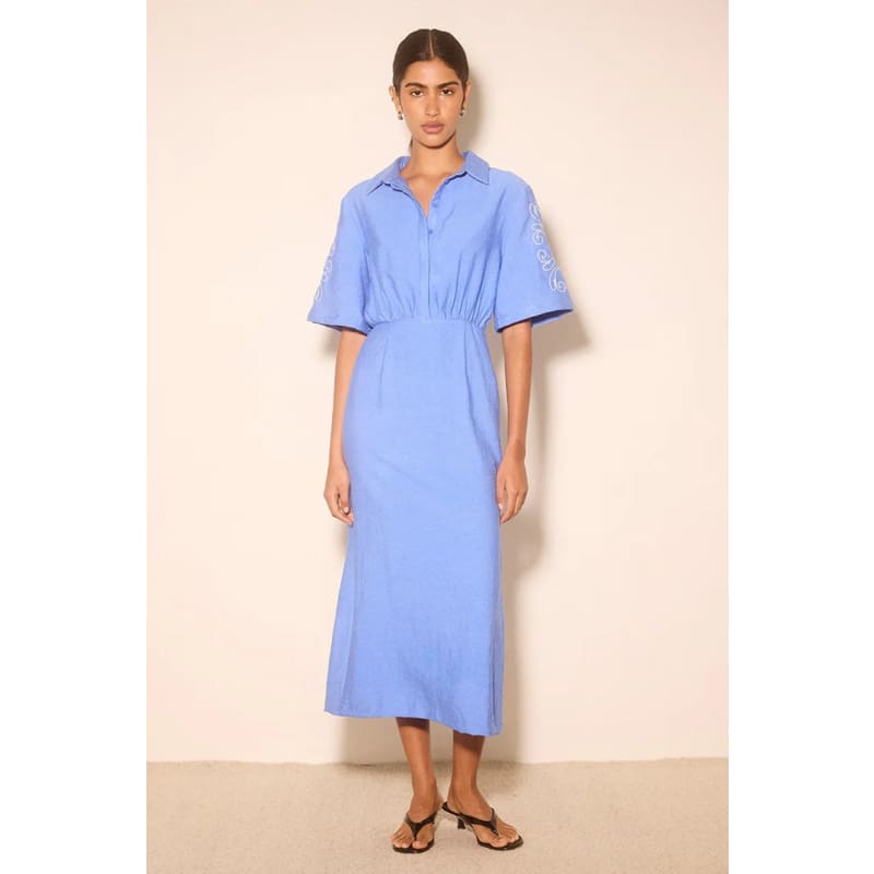 Zahra Embroidered Midi Dress | Oasis Blue - Dress