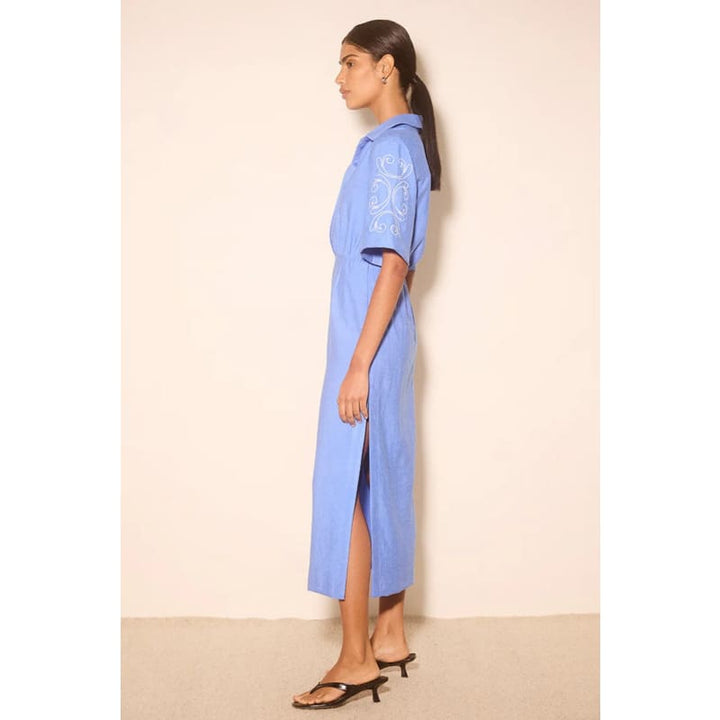 Zahra Embroidered Midi Dress | Oasis Blue - Dress