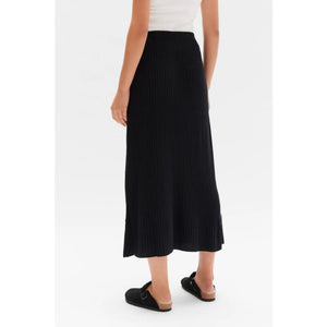 Wool Cashmere Rib Skirt Black - Bottoms